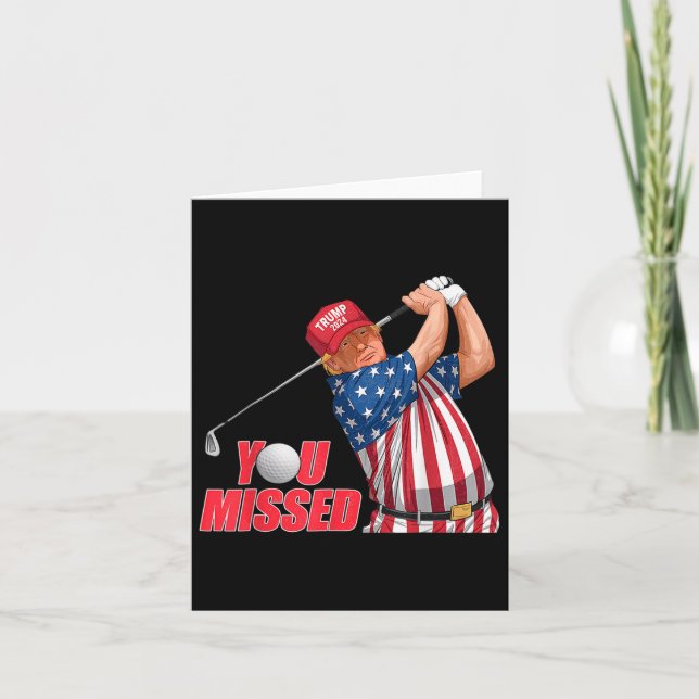 Trump You Missed Funny Golf Red Hat Karte (Vorderseite)