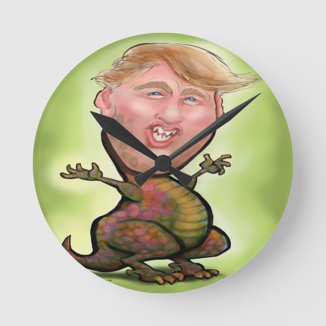 Trump Zilla Runde Wanduhr (Vorderseite)