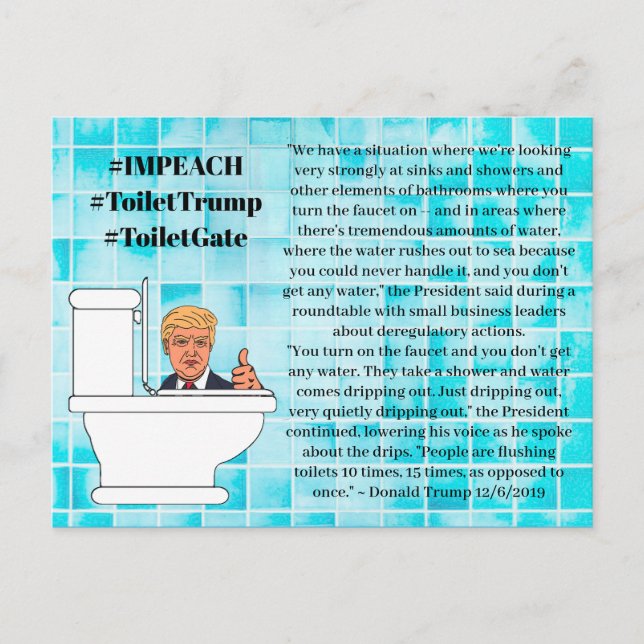 Trump-Zitate, Toilettenspülung 15 Mal Postkarte (Vorderseite)