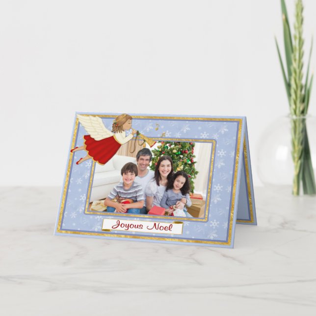 Trumpet Angel Weihnachten Foto Gruß (Vorderseite)