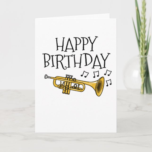 Trumpet Birthday Card Trumpeter Brass Musician Dankeskarte (Vorderseite)