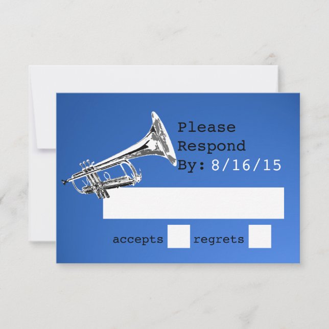 Trumpet Blue Response RSVP Karte (Vorderseite)