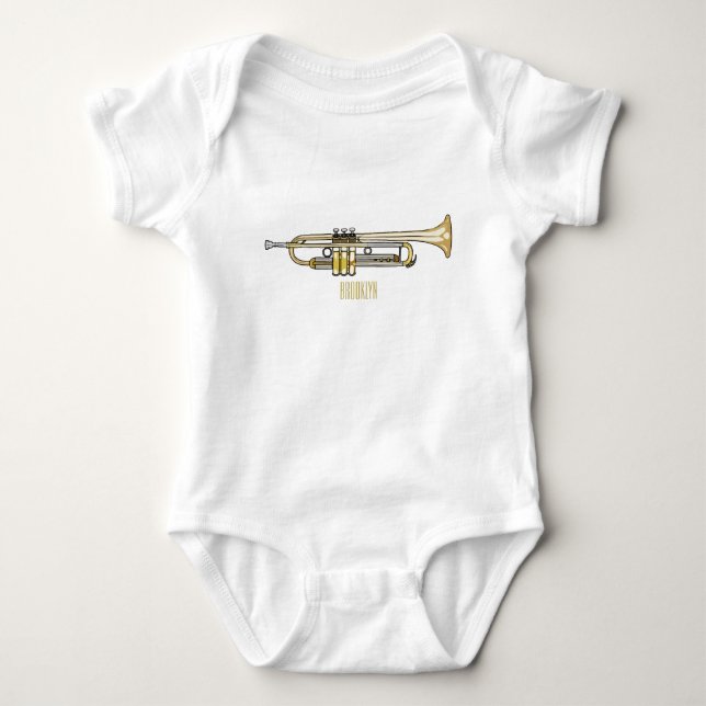 Trumpet-Cartoon-Abbildung Baby Strampler (Vorderseite)