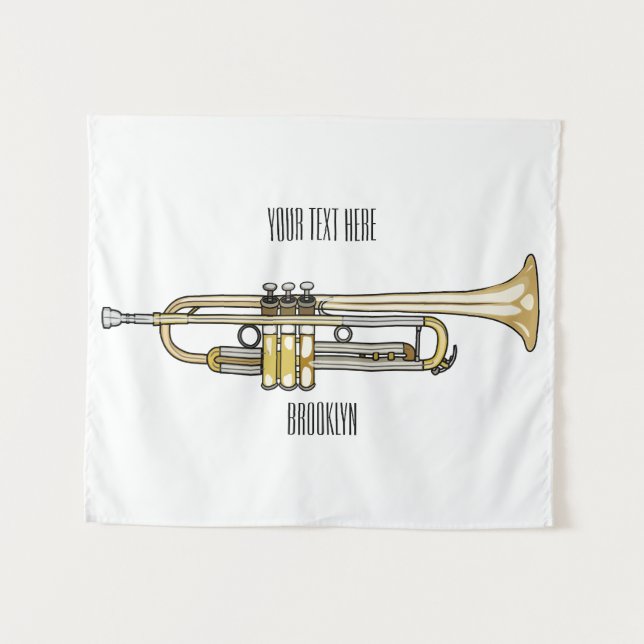 Trumpet-Cartoon-Abbildung Wandteppich (Vorderseite (Horizontal))
