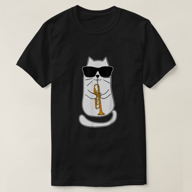 Trumpet Cat Funny Trumpet Player T-Shirt (Design vorne)