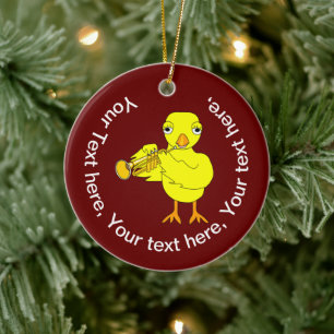Trumpet Chick Keramik Ornament