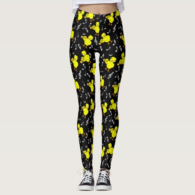 Trumpet Chick Musiknoten Leggings (Vorderseite)
