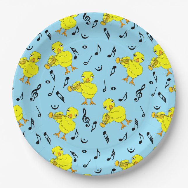 Trumpet Chick Musiknoten Pappteller (Vorderseite)