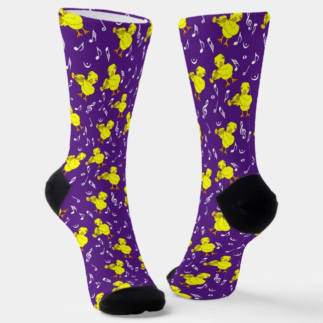 Trumpet Chick Musiknoten Socken (Gewinkelt)