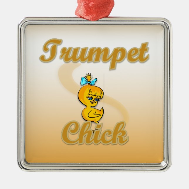 Trumpet Chick Silbernes Ornament (Vorne)