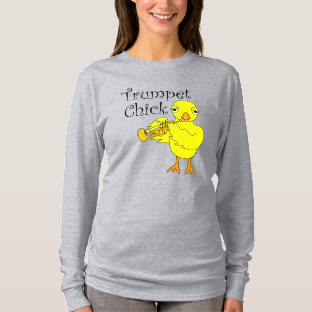 Trumpet Chick Text T-Shirt (Vorderseite)