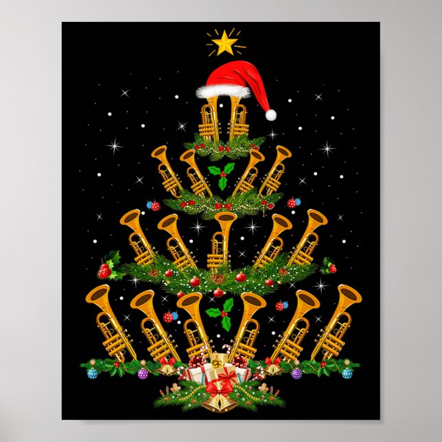Trumpet Christmas Tree Lights Music Lover Musical  Poster (Vorne)