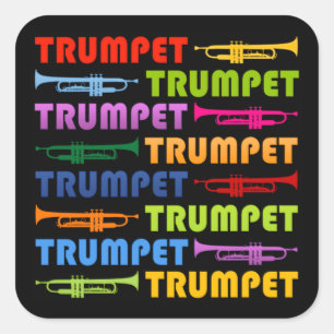 Trumpet Collage Quadratischer Aufkleber