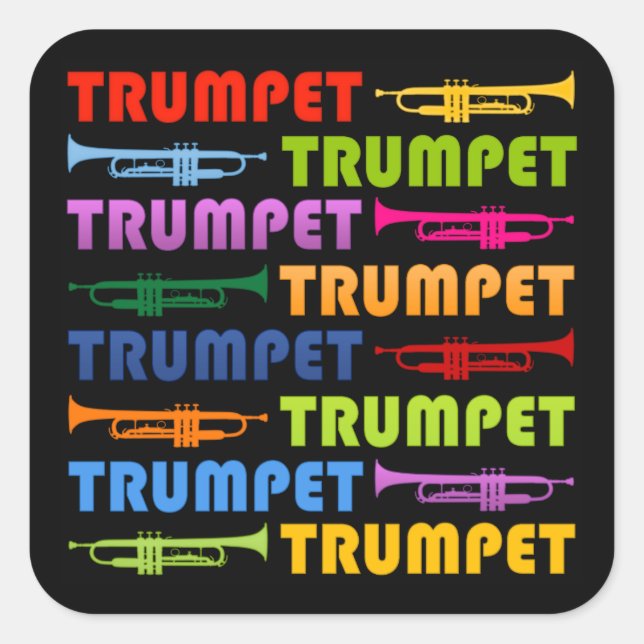 Trumpet Collage Quadratischer Aufkleber (Vorderseite)