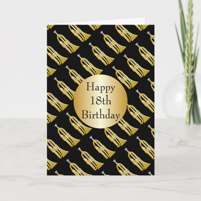 Trumpet Design Personalisiert 18. Geburtstag Karte (Vorderseite)