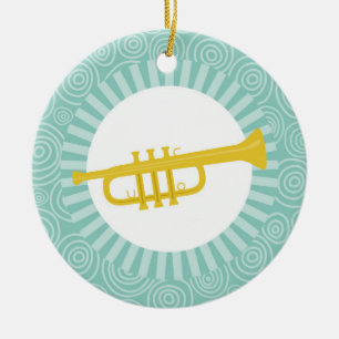 Trumpet Fun Turquoise Swirl Music Keramik Ornament