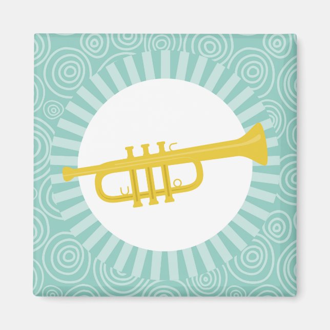 Trumpet Fun Turquoise Swirl Music Magnet (Vorne)