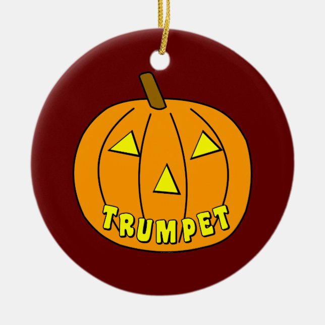 Trumpet Halloween Pumpkin Keramik Ornament (Vorne)
