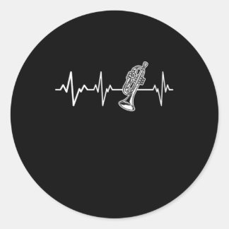 Trumpet Heartbeat Trumpeter Geschenkidee Runder Aufkleber