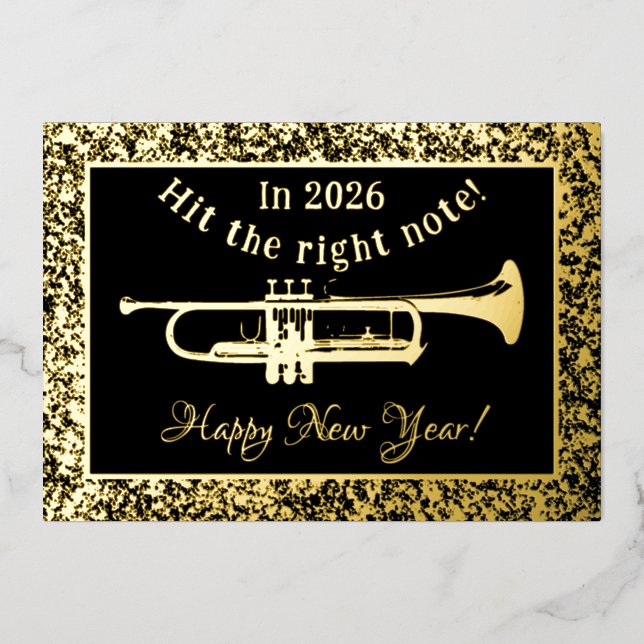 Trumpet Hit die richtige Note 2026 Greetings Card Folieneinladung (Vorderseite)