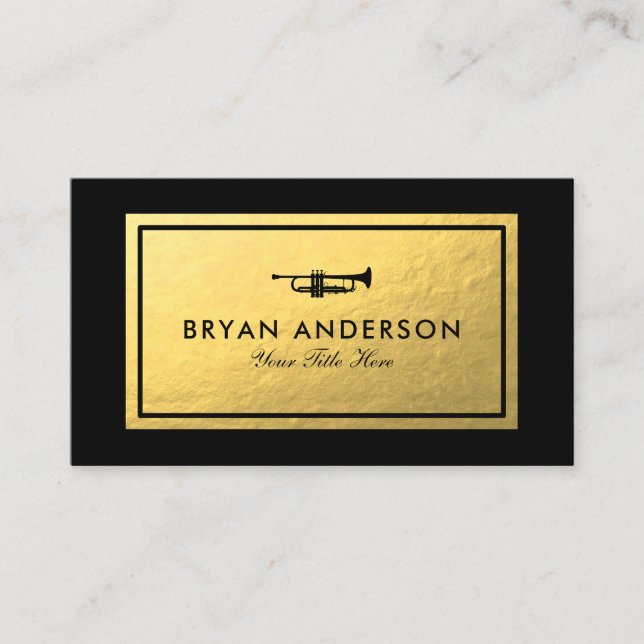 Trumpet - Imitate Gold Foil Business Card Visitenkarte (Vorderseite)