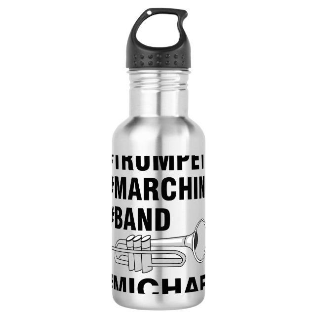 Trumpet Marching Band Hashtags Edelstahlflasche (Vorderseite)
