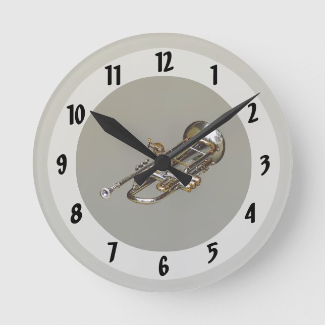 Trumpet mit Lyre Runde Wanduhr (Vorderseite)