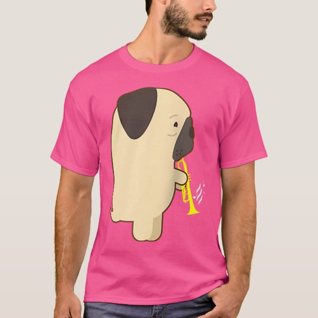 Trumpet Mops Tshirt Jazz Trumpeter Geschenk Idee B (Vorderseite)