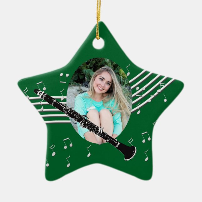 Trumpet Music Green Star Keramik Ornament (Vorne)