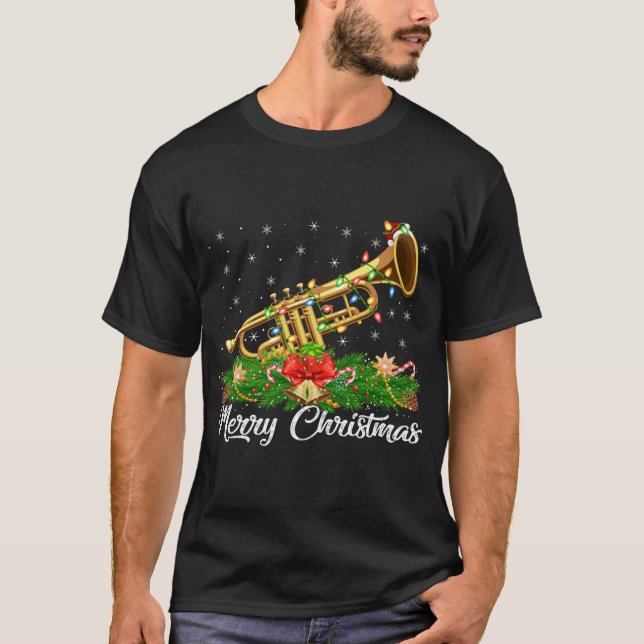 Trumpet Music Lover Matching Weihnachtsmannmütze T T-Shirt (Vorderseite)