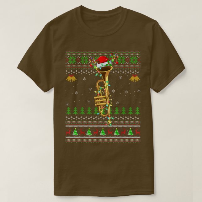 Trumpet Music Lover Xmas Santa Trumpet Ugly Christ T-Shirt (Design vorne)
