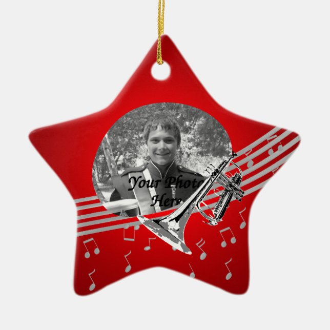 Trumpet Music Red Keramik Ornament (Vorne)