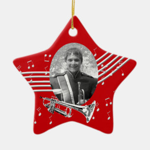 Trumpet Music Red Star Keramikornament
