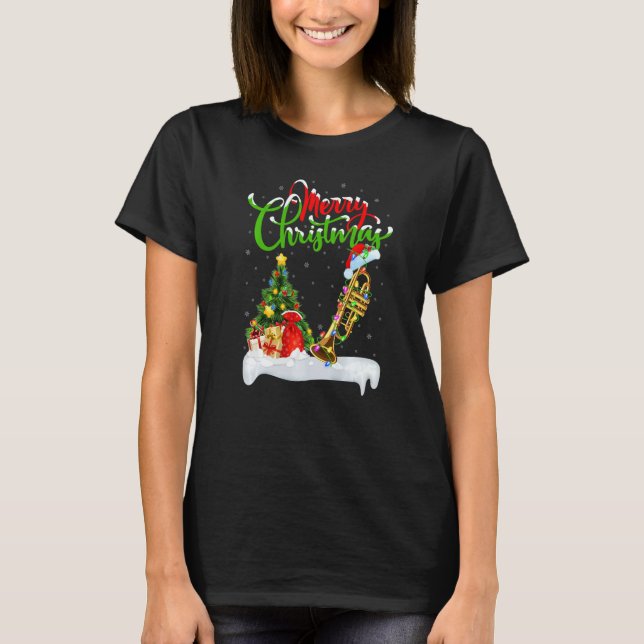 Trumpet Music  Xmas Decorations Santa Trumpet Chri T-Shirt (Vorderseite)
