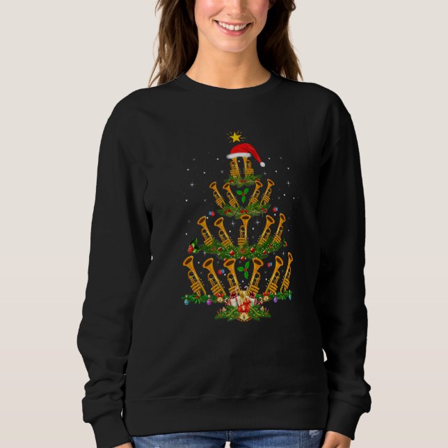 Trumpet Music   Xmas Lights Trumpet Christmas Tree Sweatshirt (Vorderseite)