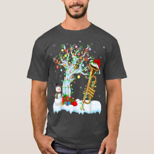Trumpet Music Xmas Tree Lighting Weihnachtsmannmüt T-Shirt