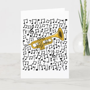 Trumpet Musical Notes Trumpeter Brass Musician Feiertagskarte