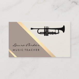 Trumpet Musician Music Teacher Retro Gold Visitenkarte