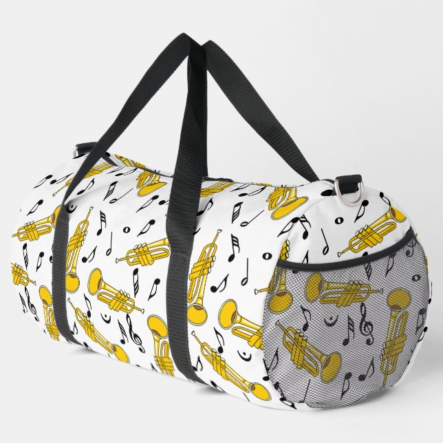 Trumpet Musiknoten Pattern Duffle Bag (Rechte Ecke)