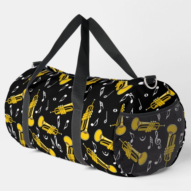 Trumpet Musiknoten Pattern Duffle Bag (Rechte Ecke)