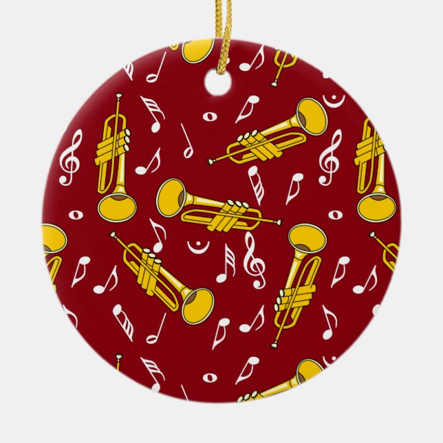 Trumpet Musiknoten Pattern Keramik Ornament (Vorne)