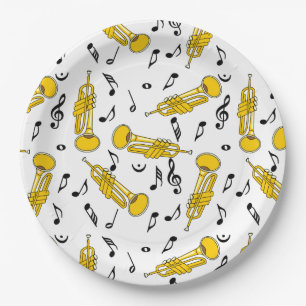 Trumpet Musiknoten Pattern Pappteller