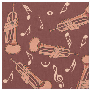 Trumpet Musiknoten Pattern Stoff