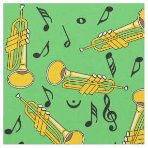 Trumpet Musiknoten Pattern Stoff