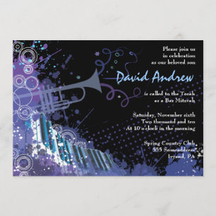 Trumpet & Piano Musical Bar Bat Mitzvah Einladung