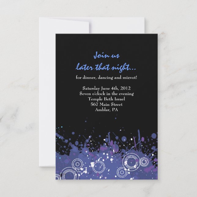 Trumpet & Piano Musical Bar Bat Mitzvah Party Card Einladung (Vorderseite)