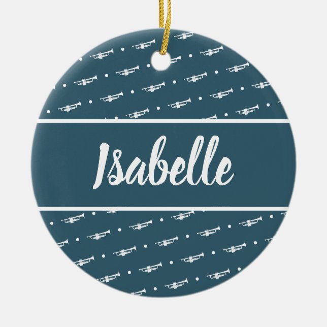 Trumpet Player Geschenk Custom Personalisiert Musi Keramik Ornament (Vorne)