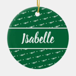 Trumpet Player Gift Personalisiert Musiker Green Keramik Ornament