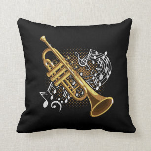 Trumpet Player Musical Notes Jazz Music Art Kissen