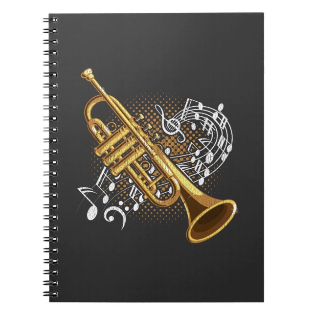 Trumpet Player Musical Notes Jazz Music Art Notizblock (Vorderseite)